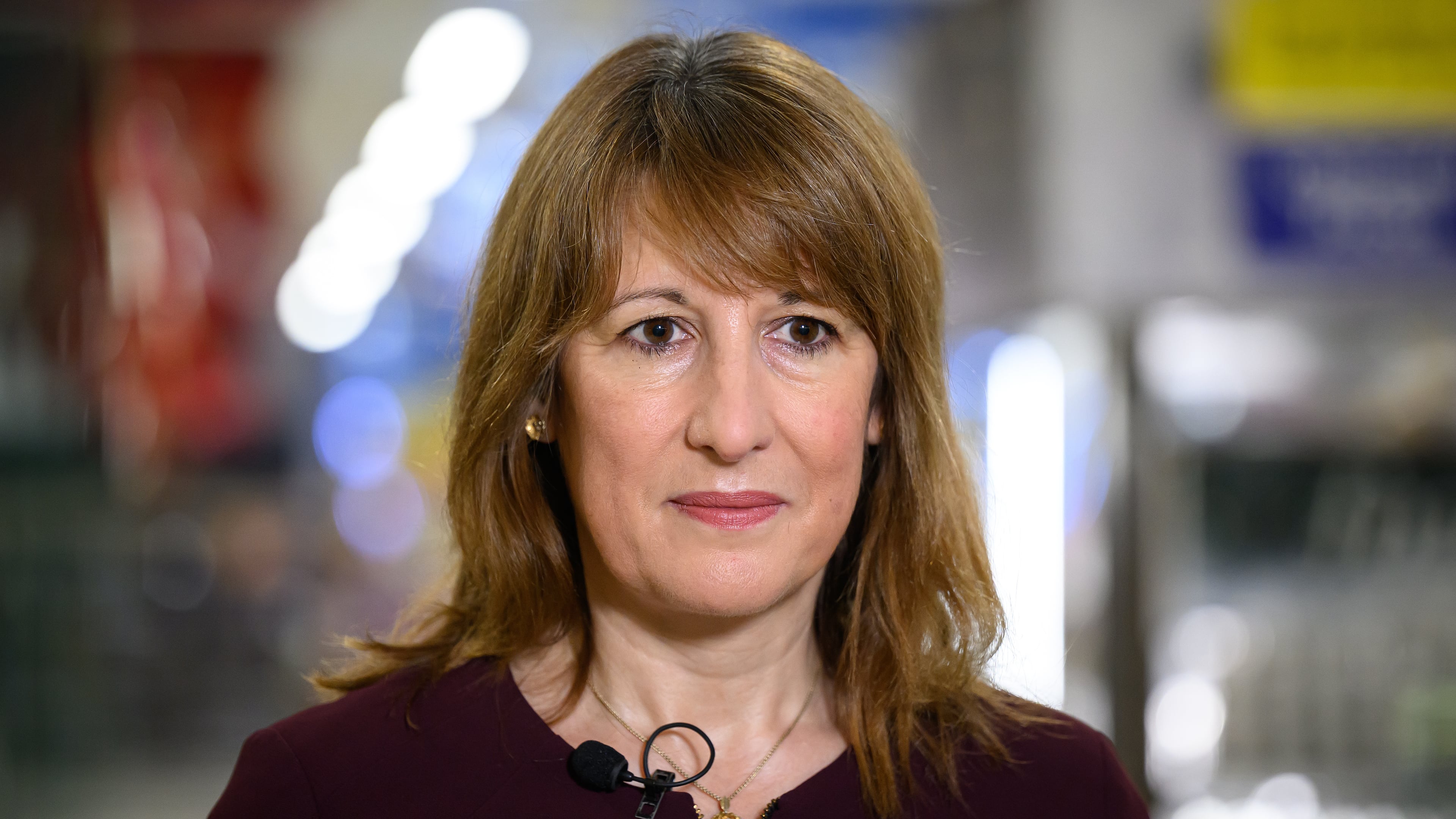 British Chancellor of the Exchequer Rachel Reeves speaks to the media during a visit to a branch of the Tesco supermarket chain in London, Wednesday Nov. 19, 2025 in. (Leon Neal/Pool Photo via AP)