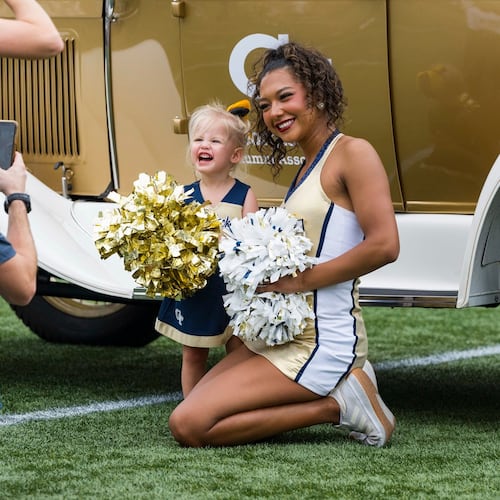 Get ready for Georgia Tech’s football season with First Saturday on the Flats, which features interactive activities and the opportunity to meet players and cheerleaders. (Courtesy of Georgia Tech)