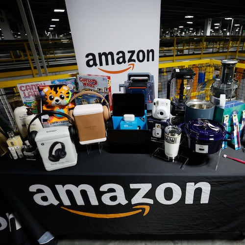 Products from small and large businesses are displayed at an Amazon Distribution Center. Amazon has said 14,000 employees will be laid off but has not indicated how many of them will be from Georgia. (Miguel Martinez/AJC 2024)
