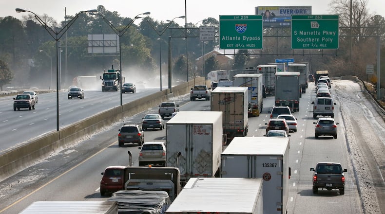 Cobb County - I75 began to look like a normal afternoon as all lanes were cleared of snow, and traffic picked up, along with mishaps and crashes.