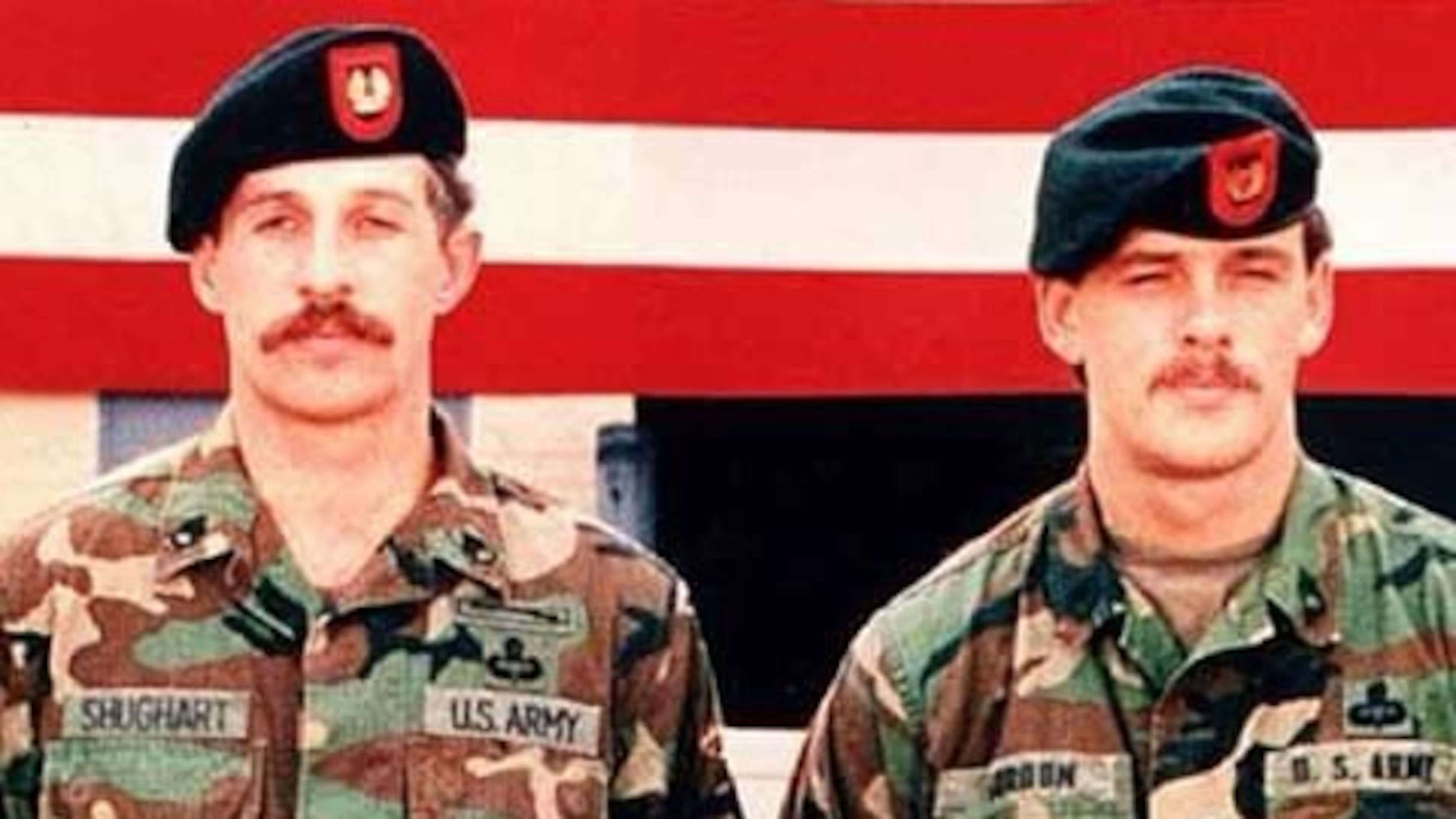 Army Sgt. 1st Class Randall Shughart (left) and Master Sgt. Gary Gordon both posthumously received the Medal of Honor for their heroic actions during the Battle of Mogadishu in 1993. Fort Gordon in Augusta has been renamed after Gary Gordon. (Katie Lange/DMA Social Media)
