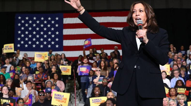 High-level Georgia Democrats greeted U.S. Sen. Kamala Harris with praise when she visited the state in March and rallied at Morehouse College. But they stopped short of endorsing her candidacy for president. For a number of reasons, Georgia Democrats are primarily in a wait-and-see mode at this stage of the 2020 race for the White House. Curtis Compton/ccompton@ajc.com