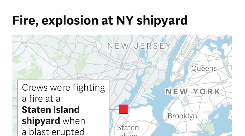 A blast at a shipyard on New York's Staten Island Friday injured several people, fire officials say. (AP Digital Embed)