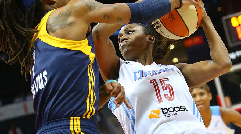 Guard Tiffany Hayes (15) has started 27 of 28 games last season for the Dream.
