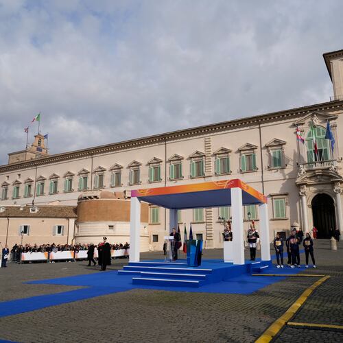 International Olympic Committee President Kirsty Coventry delivers her speech during the Milan Cortina 2026 Winter Olympics cauldron lighting, in front of the Quirinale Presidential Palace, in Rome, Friday Dec. 5, 2025. (AP Photo/Gregorio Borgia)