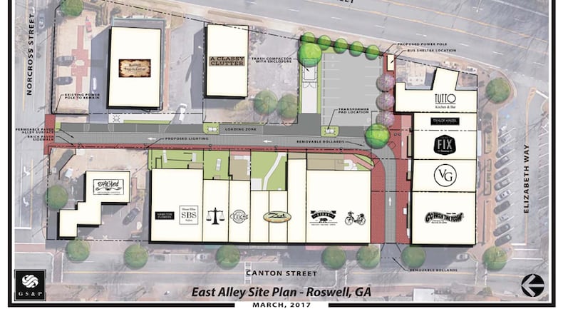 The East Alley Pathway is intended to be a shopping-dining destination in historic downtown Roswell. CITY OF ROSWELL