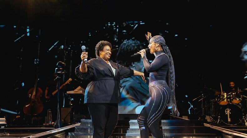 Georgia gubernatorial candidate surprises as a special guest Friday at Alicia Keys concert at Cadence Bank Amphitheater at Chastain Park.