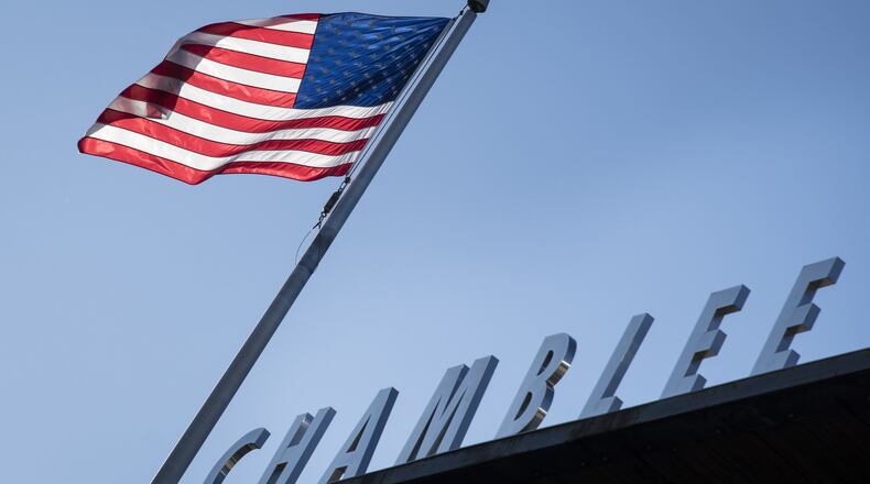 The American flag flies outside the Chamblee civic building. (John Amis)