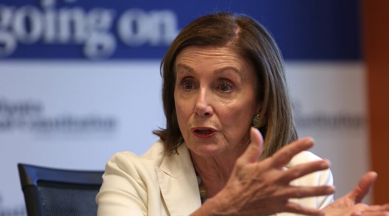ATLANTA - Speaker of the House Nancy Pelosi speaks with The Atlanta Journal-Constitution s editorial board on Friday, October 4, 2019. (Tyson Horne tyson.horne@ajc.com)