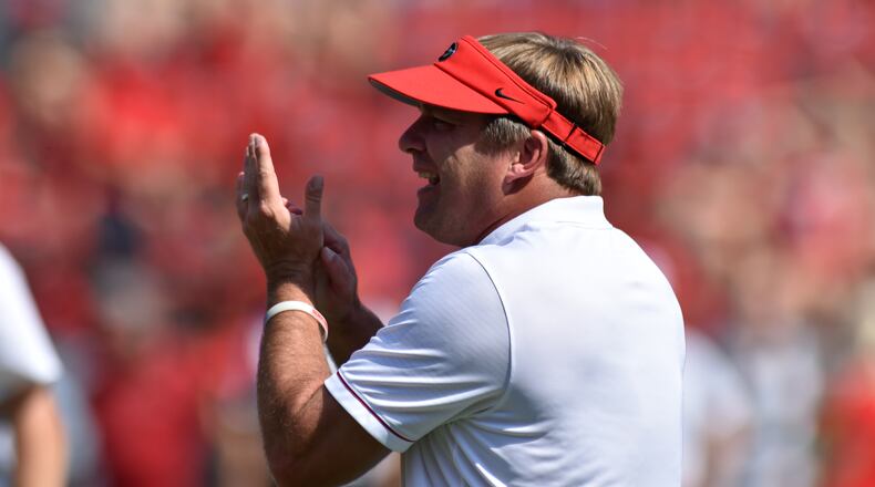 Georgia coach Kirby Smart has limited media access to players, particularly his quarterbacks. (Brant Sanderlin / bsanderlin@ajc.com)