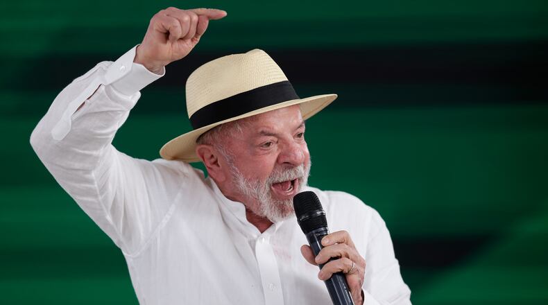 Brazilian President Luiz Inacio Lula da Silva speaks during a visit to the Andaraí Hospital, in Rio de Janeiro, Tuesday, July 28, 2026. (AP Photo/Bruna Prado)