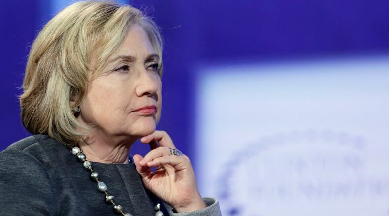 Former Secretary of State Hillary Rodham Clinton listens during a panel discussion at the Clinton Global Initiative, Monday, Sept. 22, 2014 in New York. (AP Photo/Mark Lennihan)