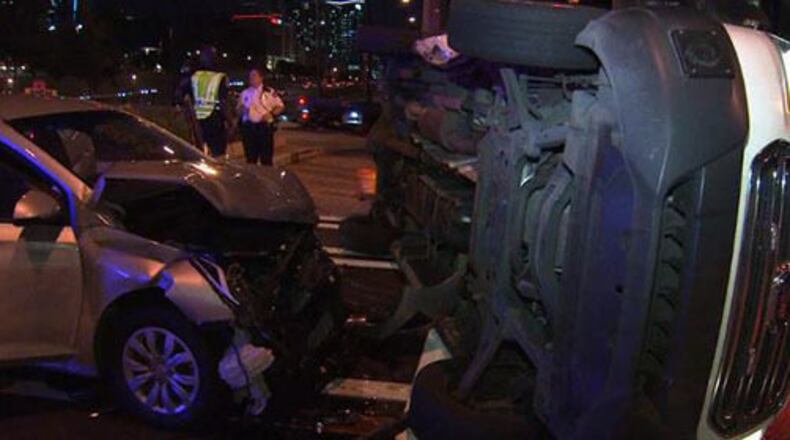 The accident occurred at Techwood Drive and 14th Street just before 8:50 p.m. Sunday, Atlanta police said.