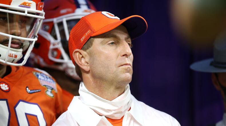 Clemson coach Dabo Swinney's Tigers are favored by a field goal over Georgia. (Chris Graythen/Getty Images/TNS)