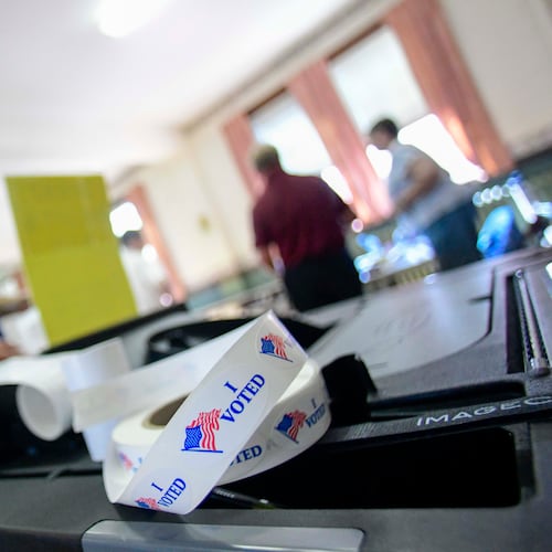 Sean Reid of Rockingham, Vt., casts his ballot at the polling station in Rockingham during Vermont's state and federal primary elections on Tuesday, Aug. 11, 2026. (Kristopher Radder/The Brattleboro Reformer via AP)