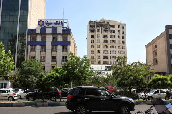The top floor of an apartment building damaged in an Israeli army strike is seen in Tehran, Iran's capital, Friday, June 13, 2025. (AP Photo)