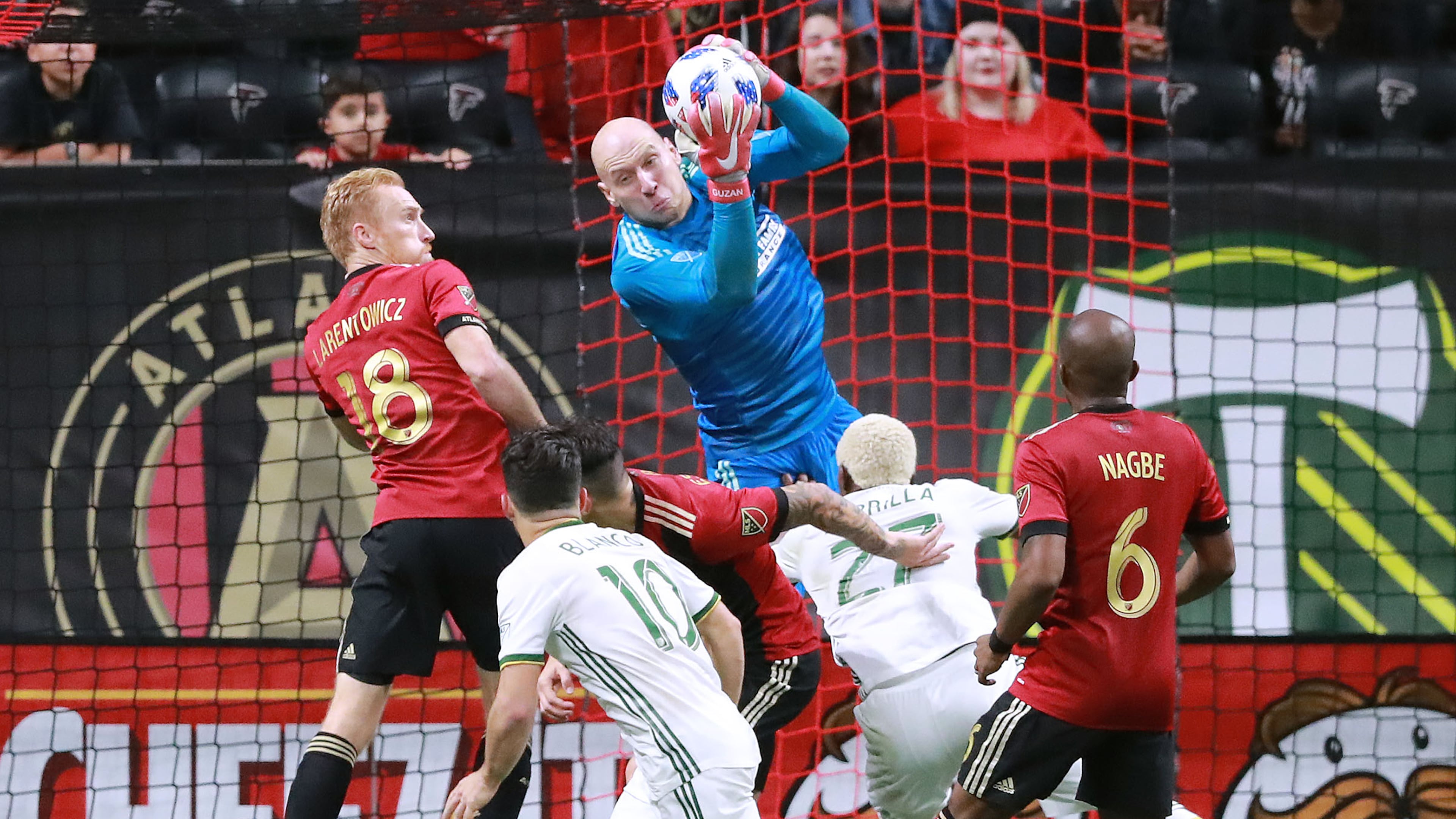 Atlanta United goalkeeper Brad Guzan blocks a shot Dec 8, 2018, in Atlanta. He will retire after Saturday's game. (File/AJC)