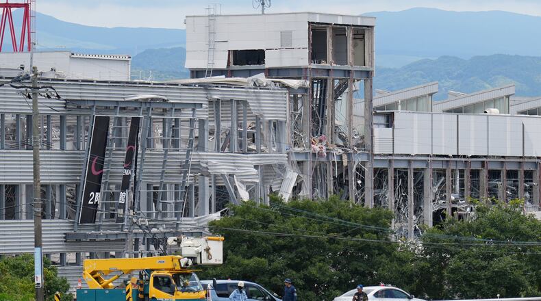 AEON Mall, which was damaged by an explosion following an earthquake, is seen in Kashima, Kumamoto Prefecture, southern Japan, Wednesday, July 29, 2026. (AP Photo/Hiro Komae)