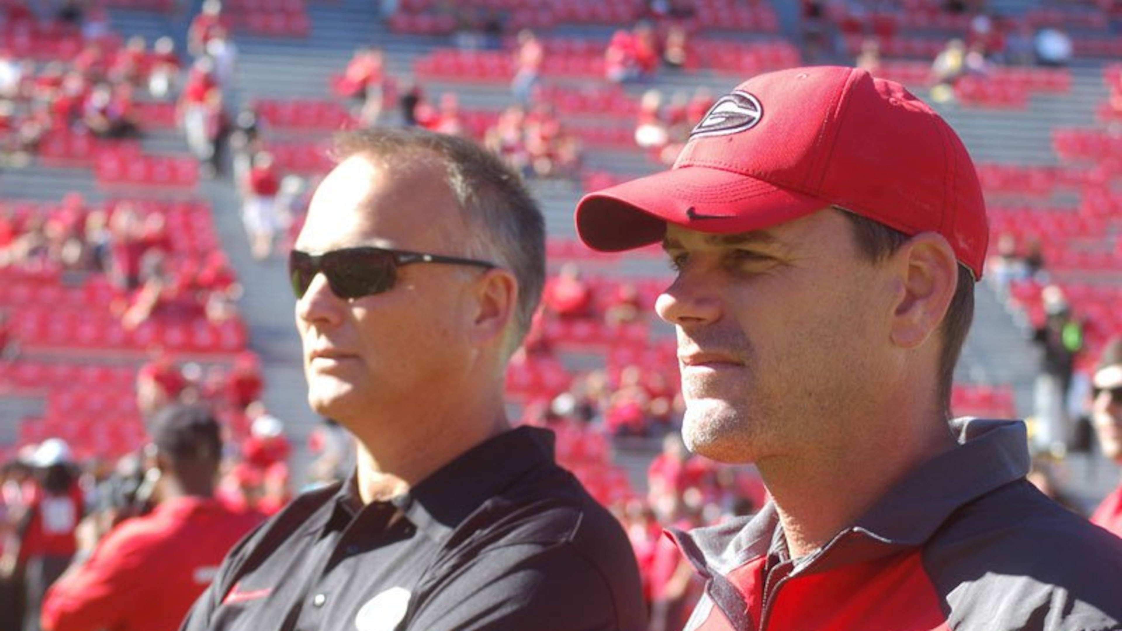 Former coach Mark Richt(left) says UGA coordinator Mike Bobo knows how to evaluate and plan around the quarterback position. (Courtesy UGA football)