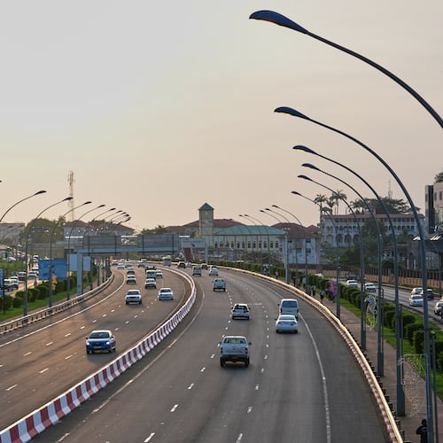 A street scene in Malabo, Equatorial Guinea, Saturday, April 25, 2026. (AP Photo/Misper Apawu)