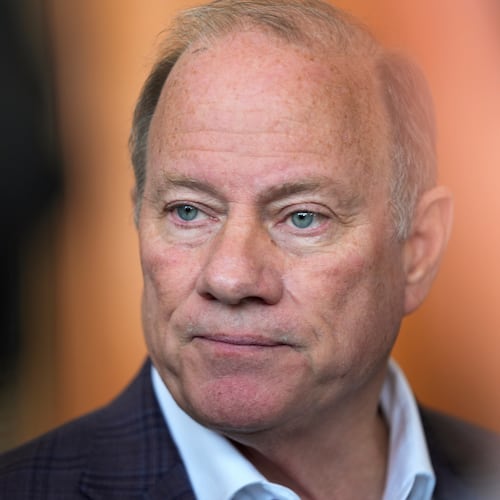 FILE - Detroit Mayor Mike Duggan speaks to city employees in Detroit, Nov. 13, 2024. (AP Photo/Paul Sancya, File)