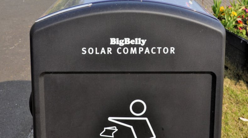 The city of Atlanta recently launched a program using solar-powered recycling units in parts of the city. CONTRIBUTED