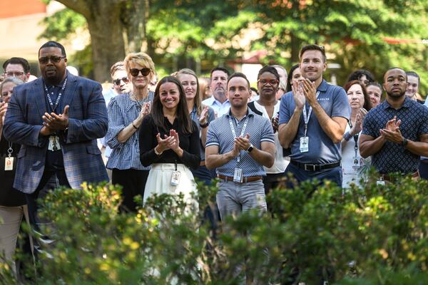 Delta staff members attend the  building dedication event at Delta headquarters in Atlanta, Georgia on  Monday, June 24, 2024.  (Ziyu Julian Zhu / AJC)