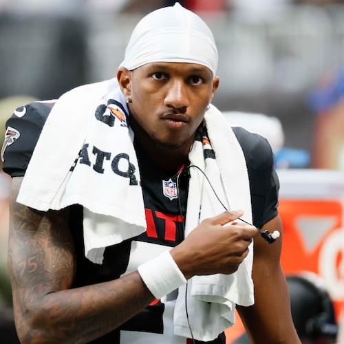 Atlanta Falcons quarterback Michael Penix Jr. will need about eight months to heal from knee surgery, doctors say. (Miguel Martinez/AJC)