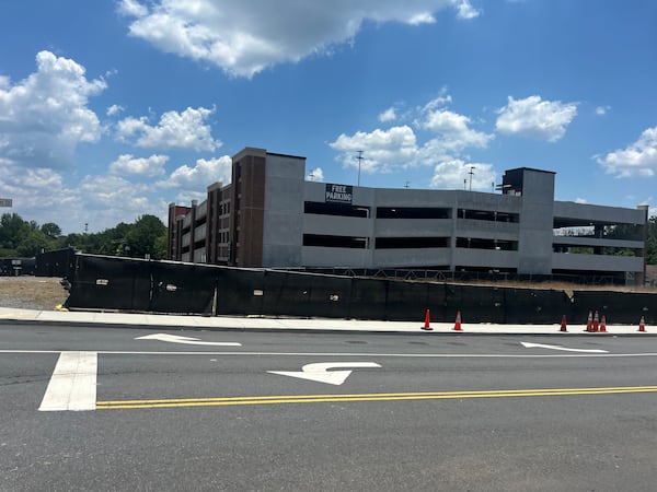 The $19 million City Center East Parking Deck was completed in December and offers free parking. One downtown employee expressed concern about the safety of walking to the garage from the restaurant she works at. (Gray Mollenkamp/AJC 2024)