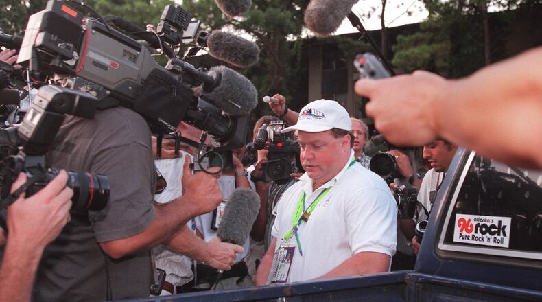 Richard Jewell, the Centennial Olympic Park security guard who saved lives during the 1996 park bombing but was treated as a suspect, endured harsh media scrutiny before he was cleared as a suspect. The real bomber, Eric Rudolph, was not apprehended until 2003. COX STAFF PHOTO / GREG LOVETT