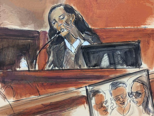 Witness Dawn Richards testifies in Manhattan federal court during the sex trafficking and racketeering trial of Sean "Diddy" Combs, Monday, May 19, 2025, in New York. (Elizabeth Williams via AP)
