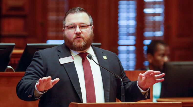 January 16, 2020 - Atlanta - Rep. Heath Clark, R - Warner Robins, sponsored HR 882, a resolution  commending President Donald J. Trump and the armed forces for the killing of Qasem Soleimani,  as the Georgia 2020 General Assembly continued for it's fourth legislative day.   Bob Andres / bandres@ajc.com