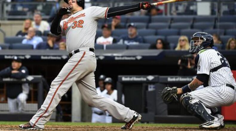 Former Georgia Tech standout Matt Wieters made four All-Star teams in the past six seasons for Baltimore, and had three seasons with 22 or more home runs. He’s a free agent now, represented by Scott Boras. (AP photo)