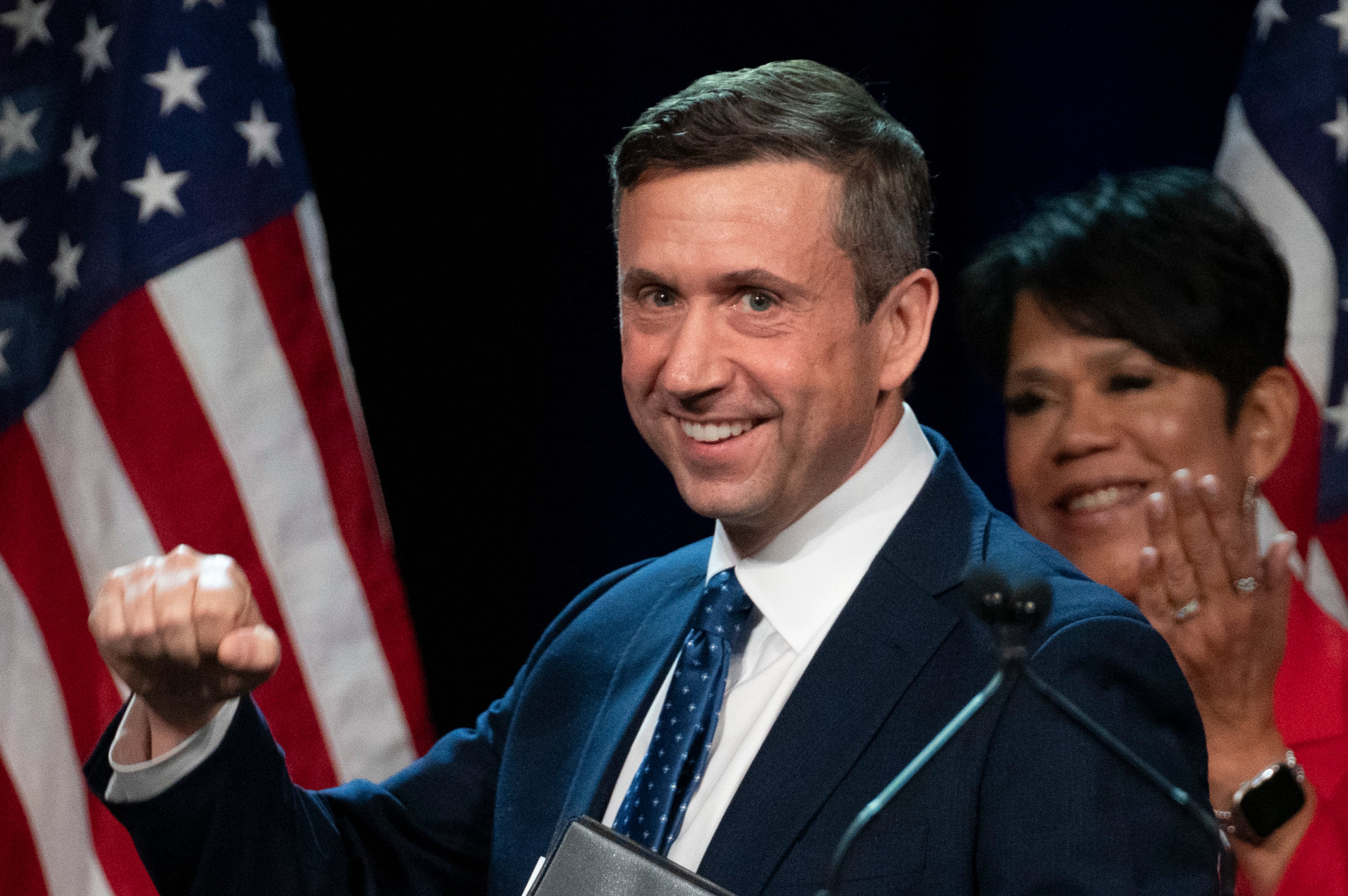 Ken Martin after being elected the Democratic National Committee Chair, at the Gaylord National Resort and Convention Center in National Harbor, Md., Saturday, Feb. 1, 2025. (Allison Robbert/The New York Times)