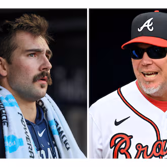 Atlanta Braves' pitcher Spencer Strider (left) recently took to Instagram to post former President Barack Obama's criticism of “unprecedented tactics” by federal immigration agents. Braves legend Chipper Jones (right) drew a large response to a recent social media post that was interpreted as backing law enforcement. (Hyosub Shin/AJC 2023, Jason Getz/AJC 2023)