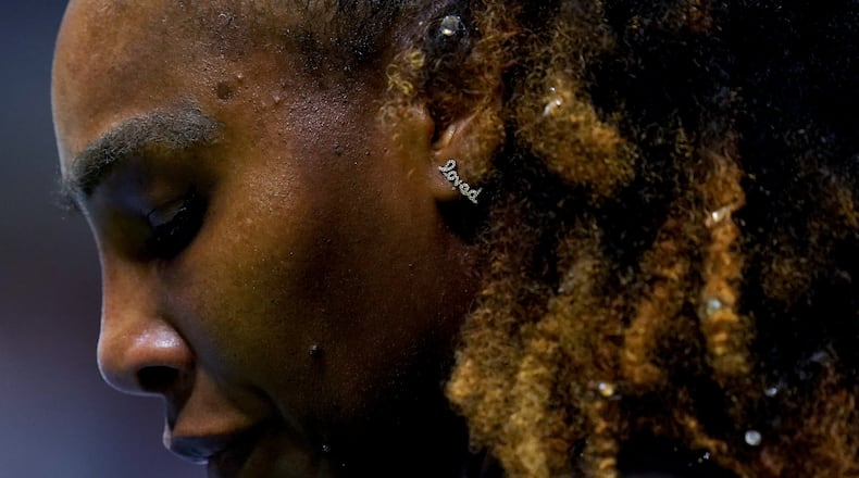 FILE - Serena Williams, of the United States, prepares to serve against Anett Kontaveit, of Estonia, during the second round of the U.S. Open tennis championships, Aug. 31, 2022, in New York. (AP Photo/Seth Wenig, File)