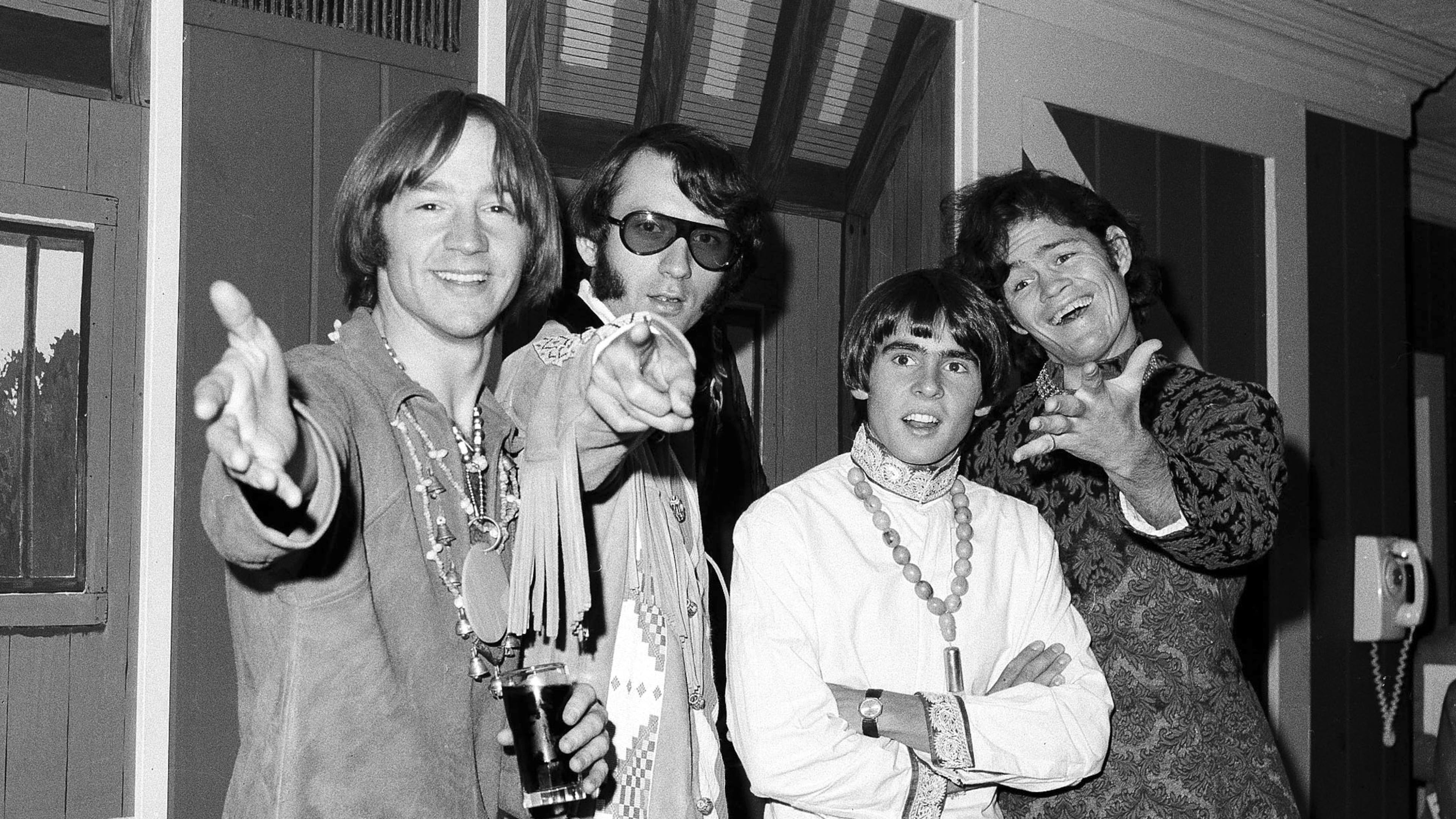 FILE - This July 6, 1967 file photo shows the musical group, The Monkees, from left, Peter Tork, Mike Nesmith, David Jones, and Micky Dolenz at a news conference at the Warwick Hotel in New York. (AP Photo/Ray Howard, file)