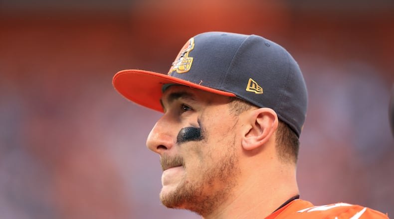 CLEVELAND, OH - DECEMBER 13: Quarterback Johnny Manziel #2 of the Cleveland Browns on the sidelines during the fourth quarter against the San Francisco 49ers at FirstEnergy Stadium on December 13, 2015 in Cleveland, Ohio. (Photo by Andrew Weber/Getty Images)