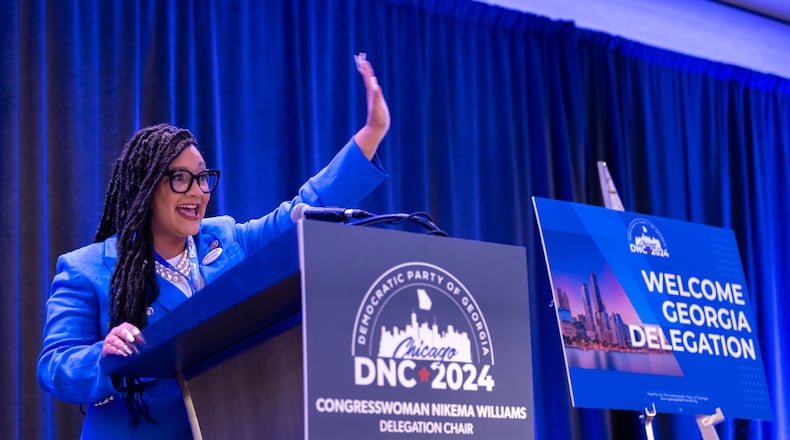 U.S. Rep. Nikema Williams, D-Atlanta, has told allies she supports a policy change that could set the stage for her to step down as chair of the Democratic Party of Georgia amid pressure following Donald Trump’s victory in the state. (Arvin Temkar/The Atlanta Journal-Constitution/TNS)