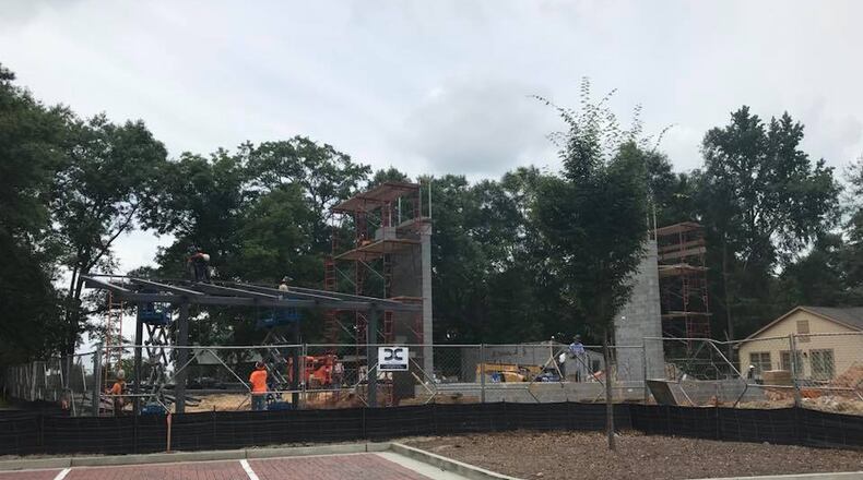 Steel and concrete support structures are going up at Grayson’s “ampavilion” at Grayson Park, 475 Grayson Parkway. Courtesy City of Grayson