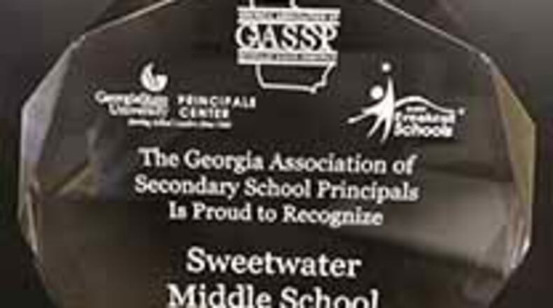 Sweetwater Middle School and Trickum Middle School were each recognized as a “Breakout Middle School” during the recent GASSP Fall Conference in Savannah. Sweetwater was also honored as a school of distinction. COURTESY OF GWINNETT COUNTY PUBLIC SCHOOLS