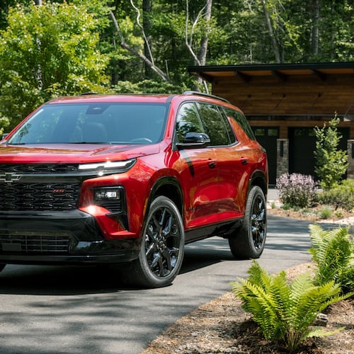 This photo provided by Chevrolet shows the 2026 Traverse. The Traverse is a three-row crossover SUV that boasts a massive cargo space and helpful technology features. (Courtesy of General Motors via AP)