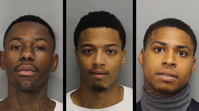 From left to right, mugshots of: Marice Primus, Rashaud Brewer, Rashad Kirkland.