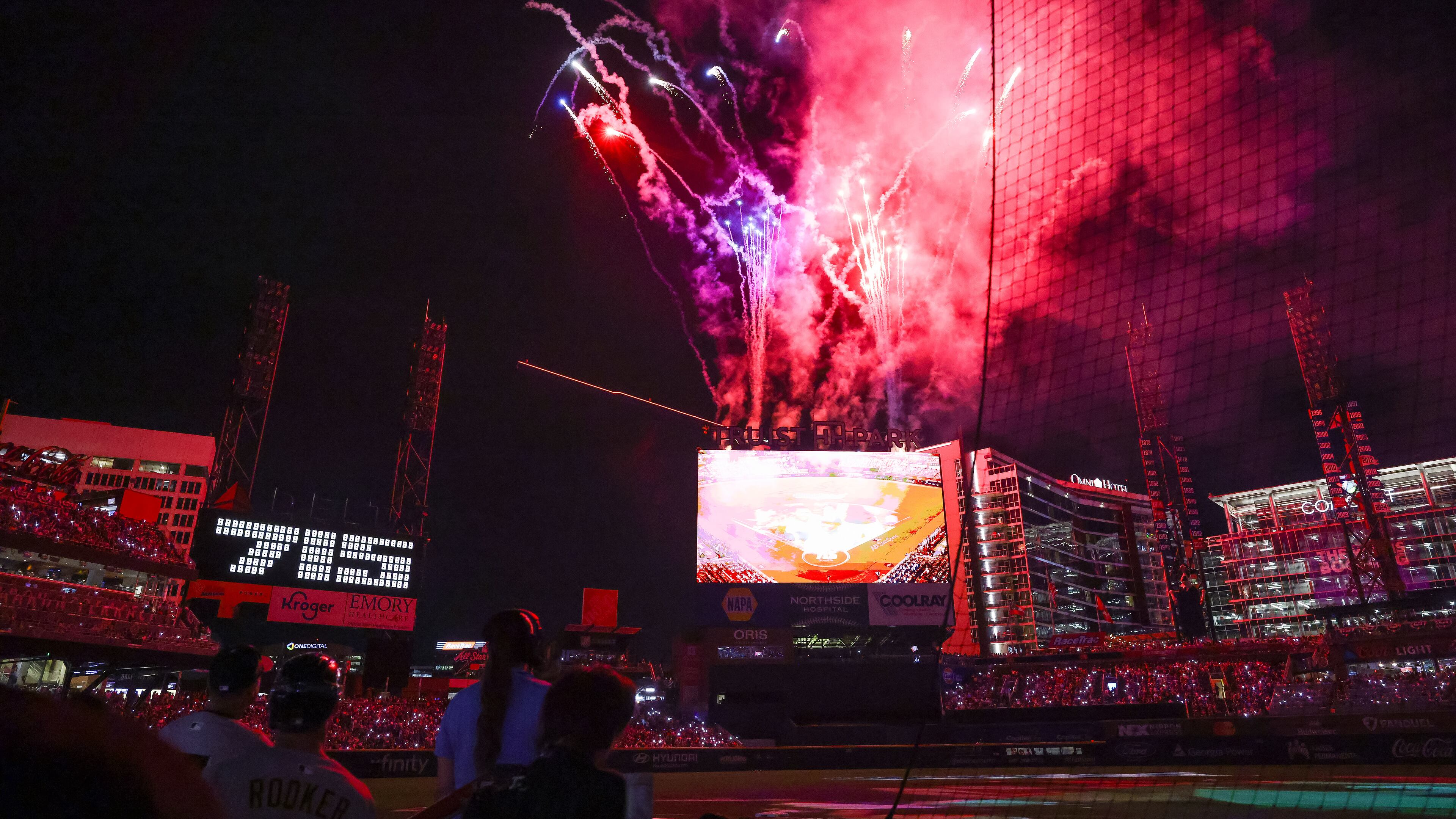 A tribute to Atlanta Braves great Hank Aaron is presented during the sixth inning of the MLB All-Star Game on Tuesday. (Jason Getz/AJC)