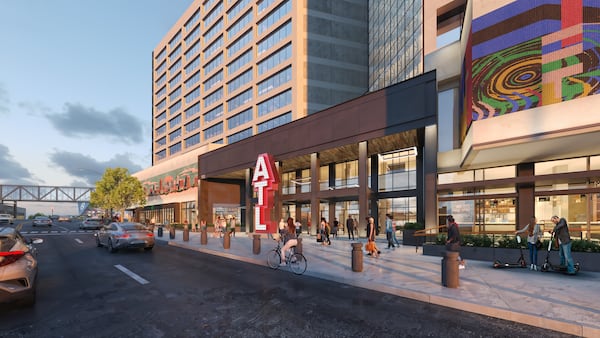 Atlanta-based architecture and interior design firm TVS released new renderings of the planned redevelopment of downtown's CNN Center, which is called simply "The Center." (Courtesy of TVS)