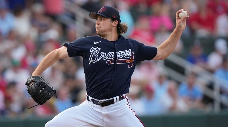 Dylan Dodd throws in the second inning of a spring training baseball game against the Philadelphia Phillies in North Port, Fla., Saturday, March 18, 2023.