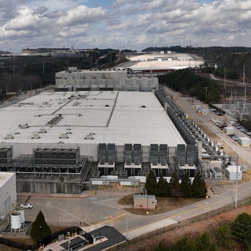 FILE - The Douglas County Google Data Center complex is seen, Friday, March 6, 2026, in Lithia Springs, Ga. (AP Photo/Mike Stewart, File)
