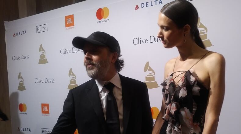 Lars Ulrich and wife Jessica Miller at Clive Davis' Pre-Grammy bash on Saturday. Photo: Melissa Ruggieri/AJC