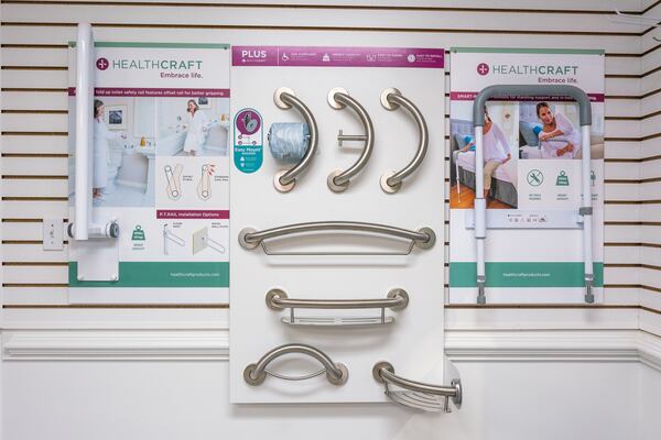 One of the easiest ways to reduce this risk is by installing grab bars, and they’ve come a long way from their institutional look. (Courtesy of Mobility Plus/Benjamin Rouse)