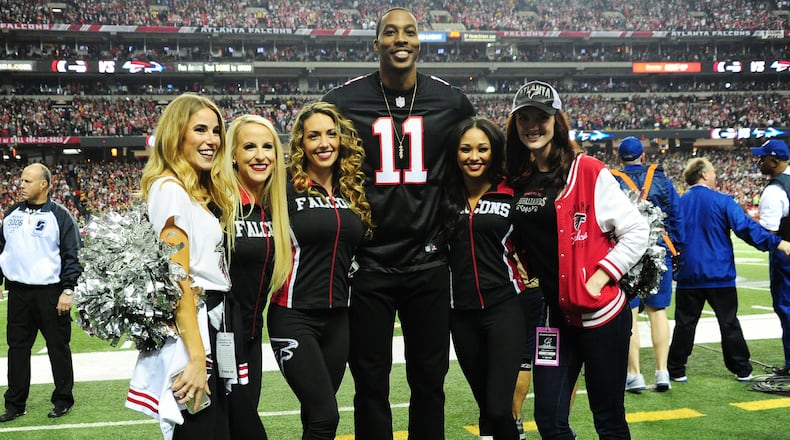 ATLANTA, GA - JANUARY 22: Dwight Howard of the Atlanta Hawks poses for a photo prior to the NFC Championship Game between the Atlanta Falcons and the Green Bay Packers at the Georgia Dome on January 22, 2017 in Atlanta, Georgia.  (Photo by Scott Cunningham/Getty Images)